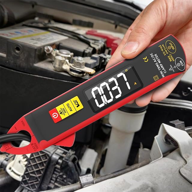 BSIDE UX1 pocket clamp meter with a color display, held in one hand