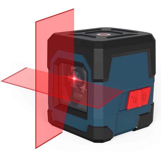 RockSeed red cross-line laser level with carrying pouch