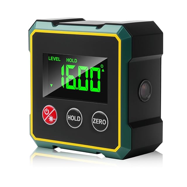 WIYETY digital angle gauge with its LCD display and twin laser emitters