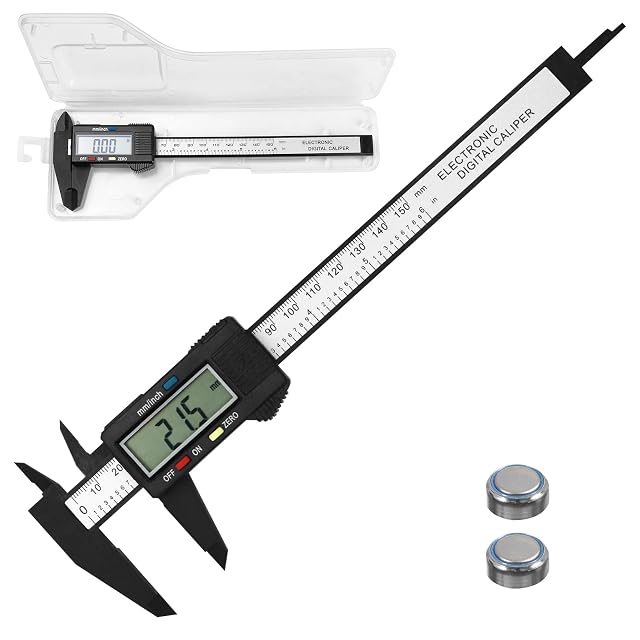 Gvolatee carbon fiber digital caliper measuring a small metal part