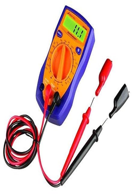 Actron CP7665 AutoAnalyzer automotive multimeter in orange with alligator clips