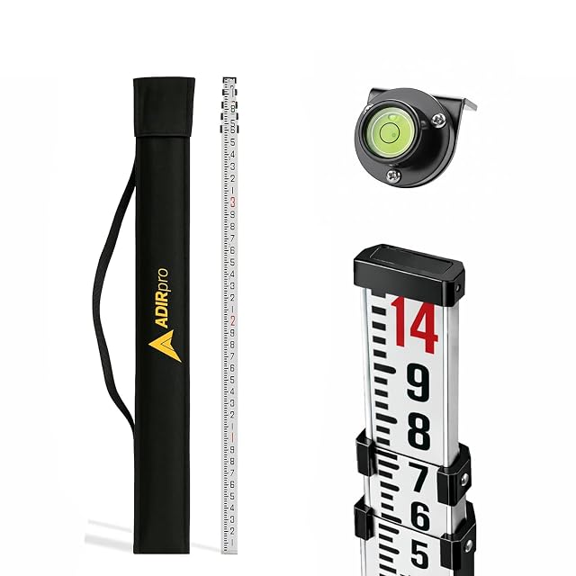 AdirPro 14 ft telescoping aluminum grade rod with bubble level