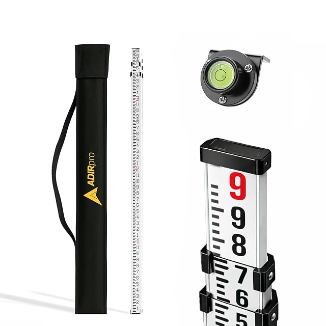 AdirPro 9 ft telescoping grade rod with large locking buttons