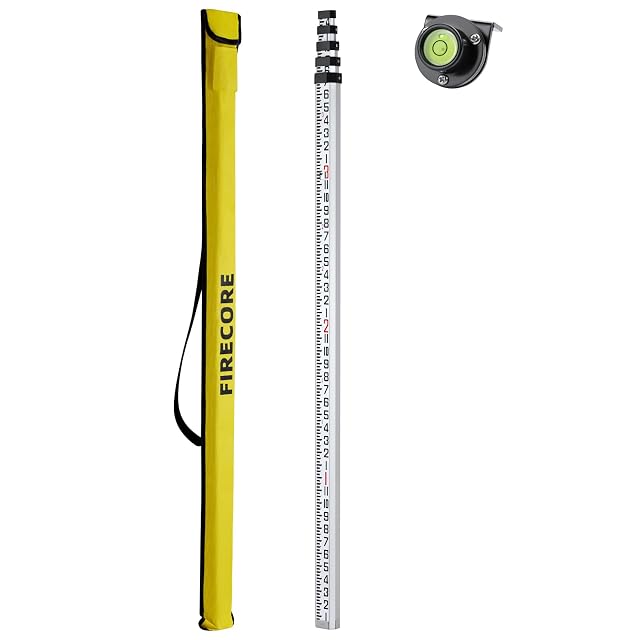 Firecore 16 ft telescopic aluminum grade rod with bubble level