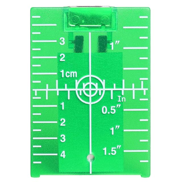 Huepar TP01G green laser target plate standing on its fold-out support
