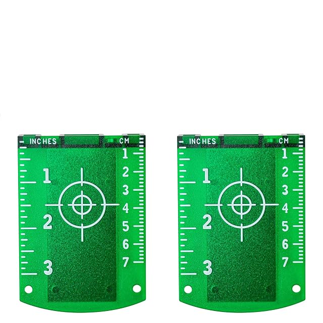 VGECEE laser target plate held against a steel beam with a green laser line across it