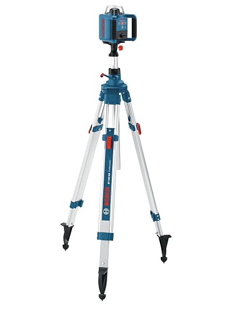 Bosch Professional BT 300 HD tripod at full height with a laser mounted