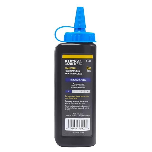 Klein Tools eight-ounce bottle of blue marking chalk with fine-tip nozzle