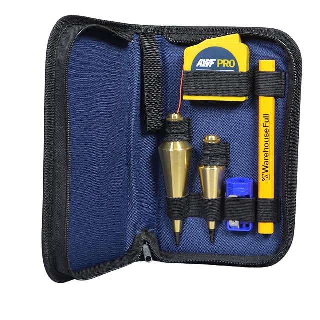 AWF PRO plumb bob kit with brass bobs, reel and zipped case