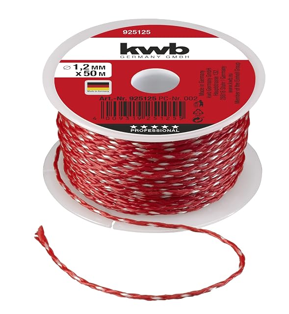 kwb red braided mason line wound on its card
