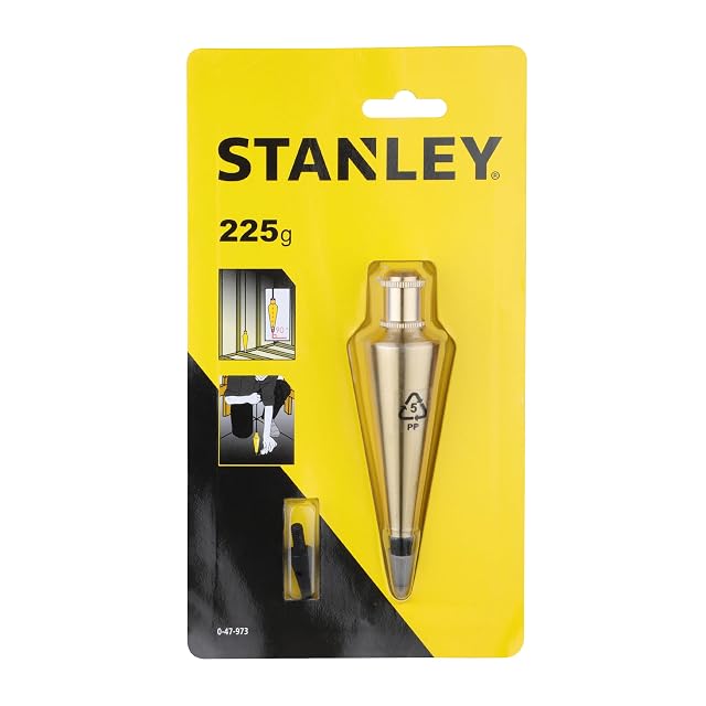 Stanley lacquered brass plumb bob with its pointed tip