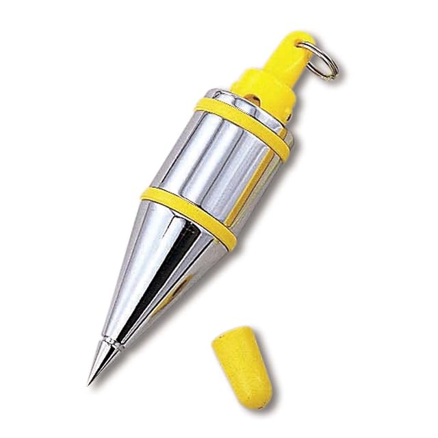 Tajima quick-stabilizing 21 oz chrome-plated plumb bob with tip guard