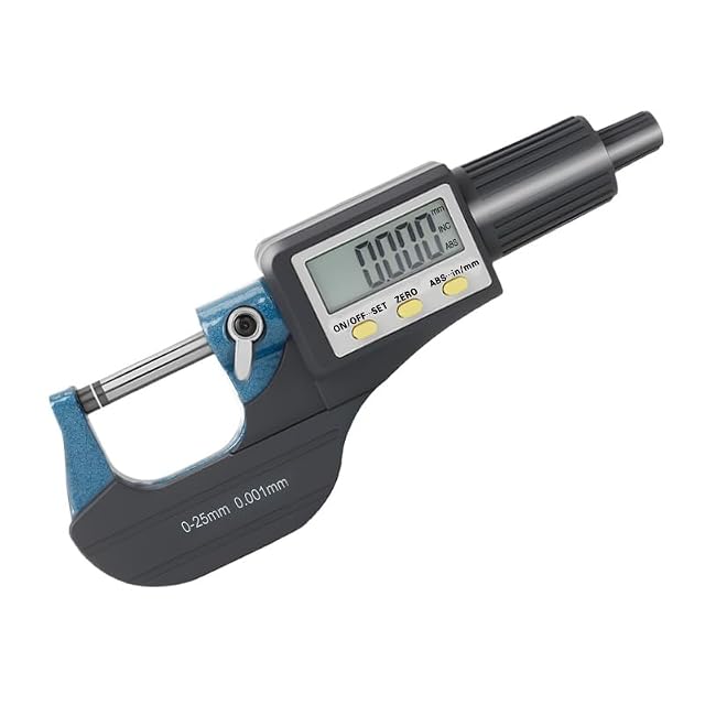 Beslands digital micrometer with a large LCD screen and carbide measuring faces