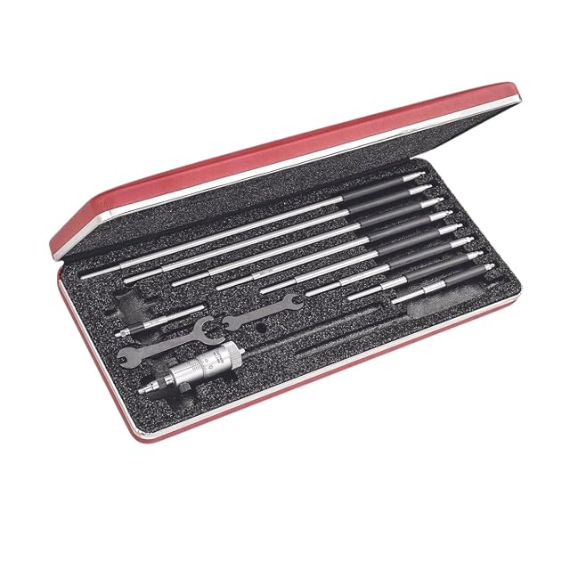 Starrett solid rod inside micrometer set with rods in its case