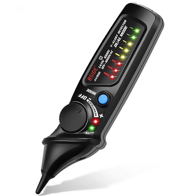 BSIDE AVD06 voltage detector showing its multi-color LED strength indicator