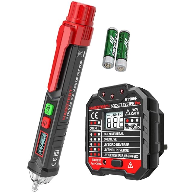 amropi kit with a socket tester and a non-contact voltage pen side by side