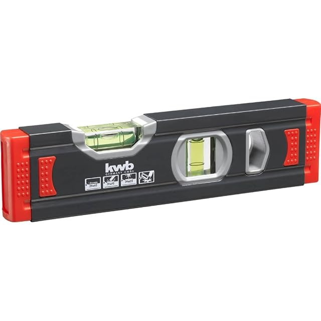 kwb mini aluminum spirit level, 20 centimeters long, with horizontal and vertical vials