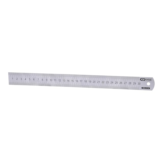 KS Tools 300 mm semi-flexible steel rule bent slightly to show its flexibility