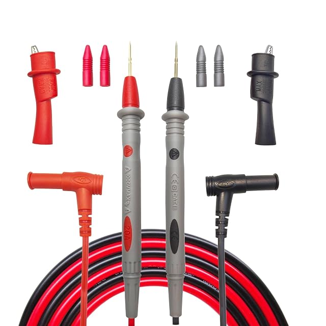 Eiranoly silicone multimeter test leads with alligator clips and probe covers