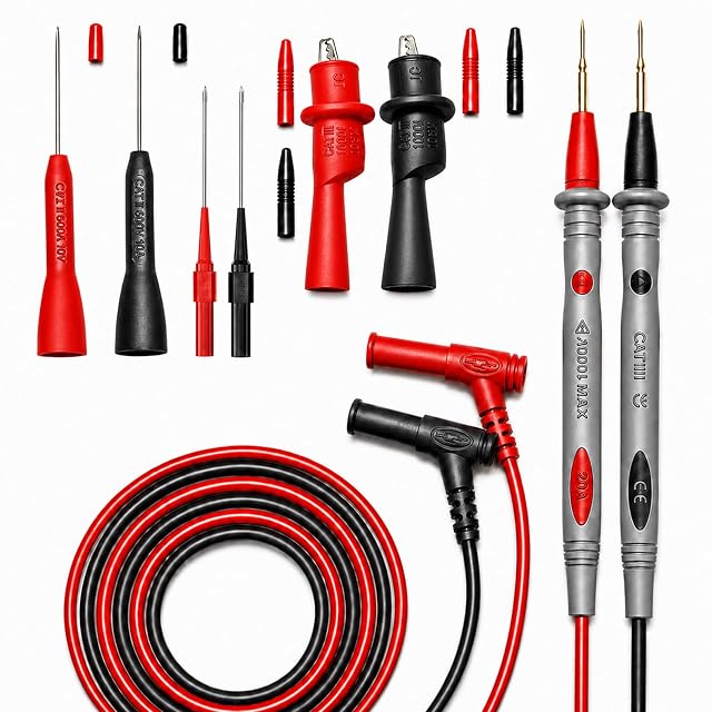 PUKAIBUL silicone multimeter test lead kit with needle probes and piercing pins