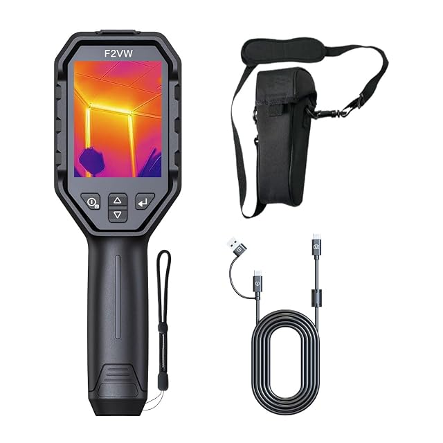 HSFTOOLS F2VW thermal camera with its 3.2 inch screen and visual camera