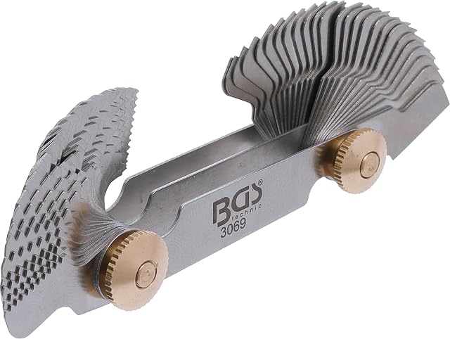 BGS double thread pitch gauge, 52 leaves in a double-ended stainless body