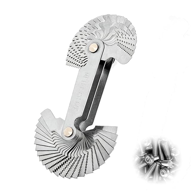 gihun stainless thread pitch gauge with leaves partly fanned out